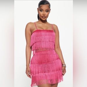 Pink Fringe Matching Skirt Set - Women’s 1X - Fashion Nova - New with Tags